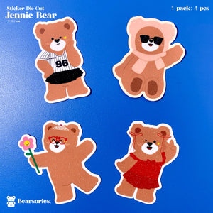 Jennie Bear Idol Series Sticker Pack Die Cut Glitter Bearsories