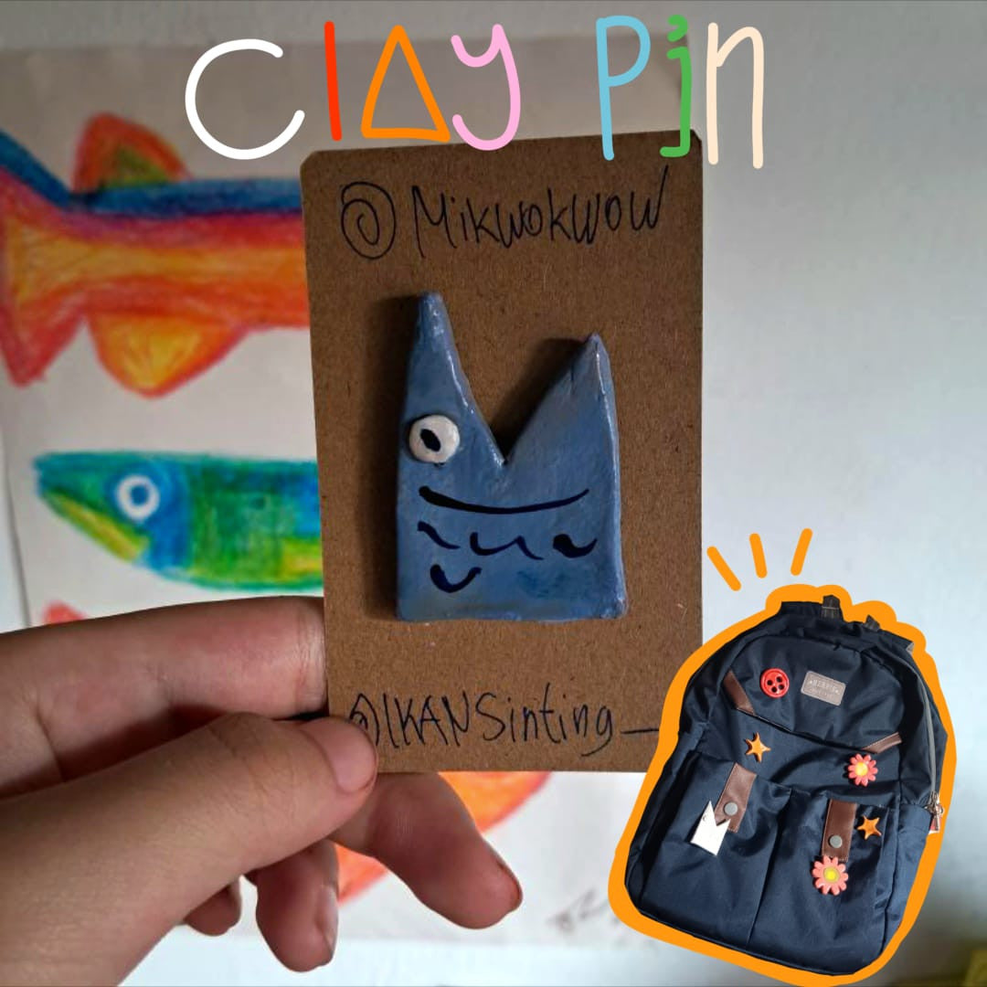 Clay Pin Handmade Silly Fish