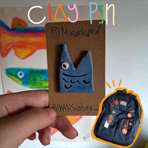 Clay Pin Handmade Silly Fish