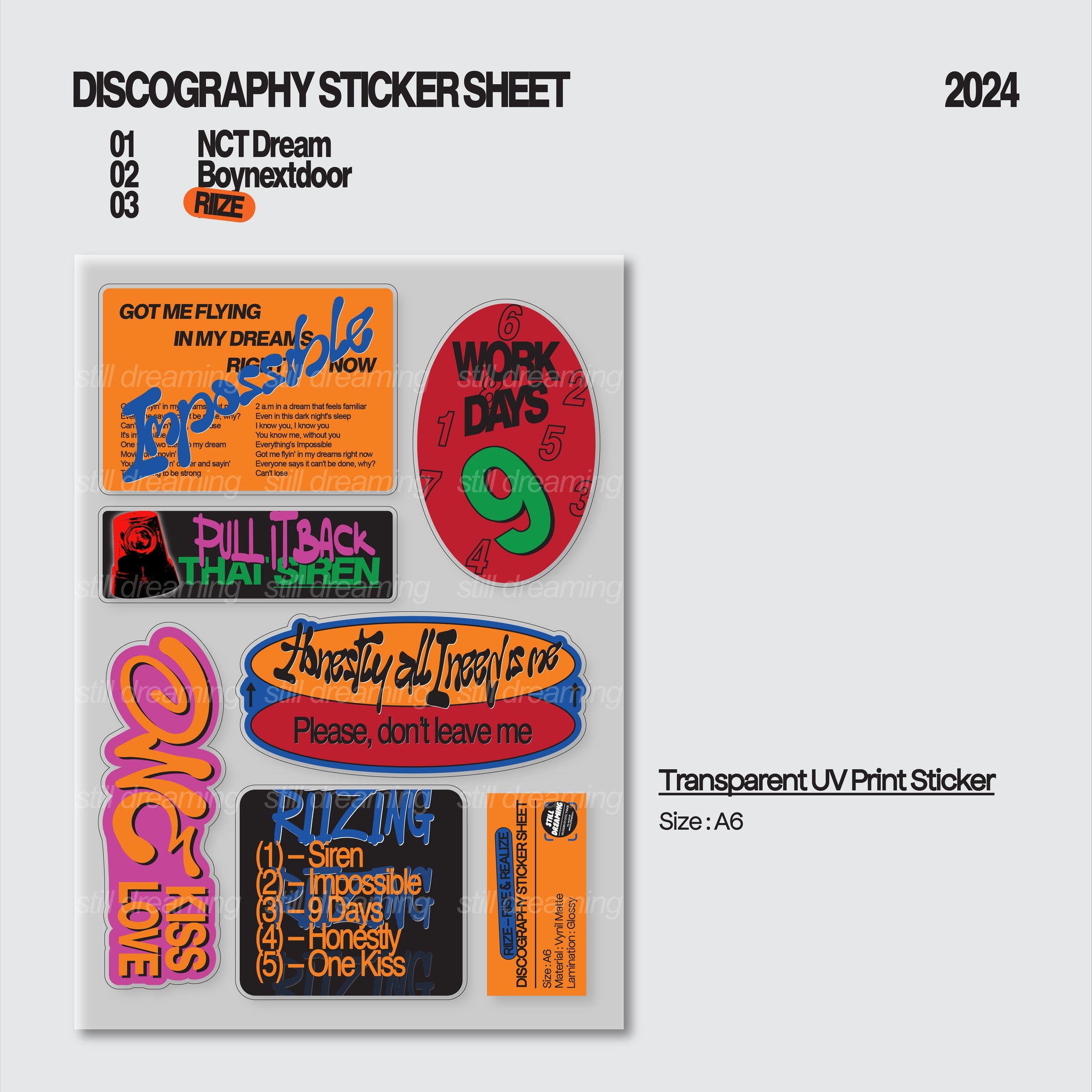 Discography Sticker Sheet