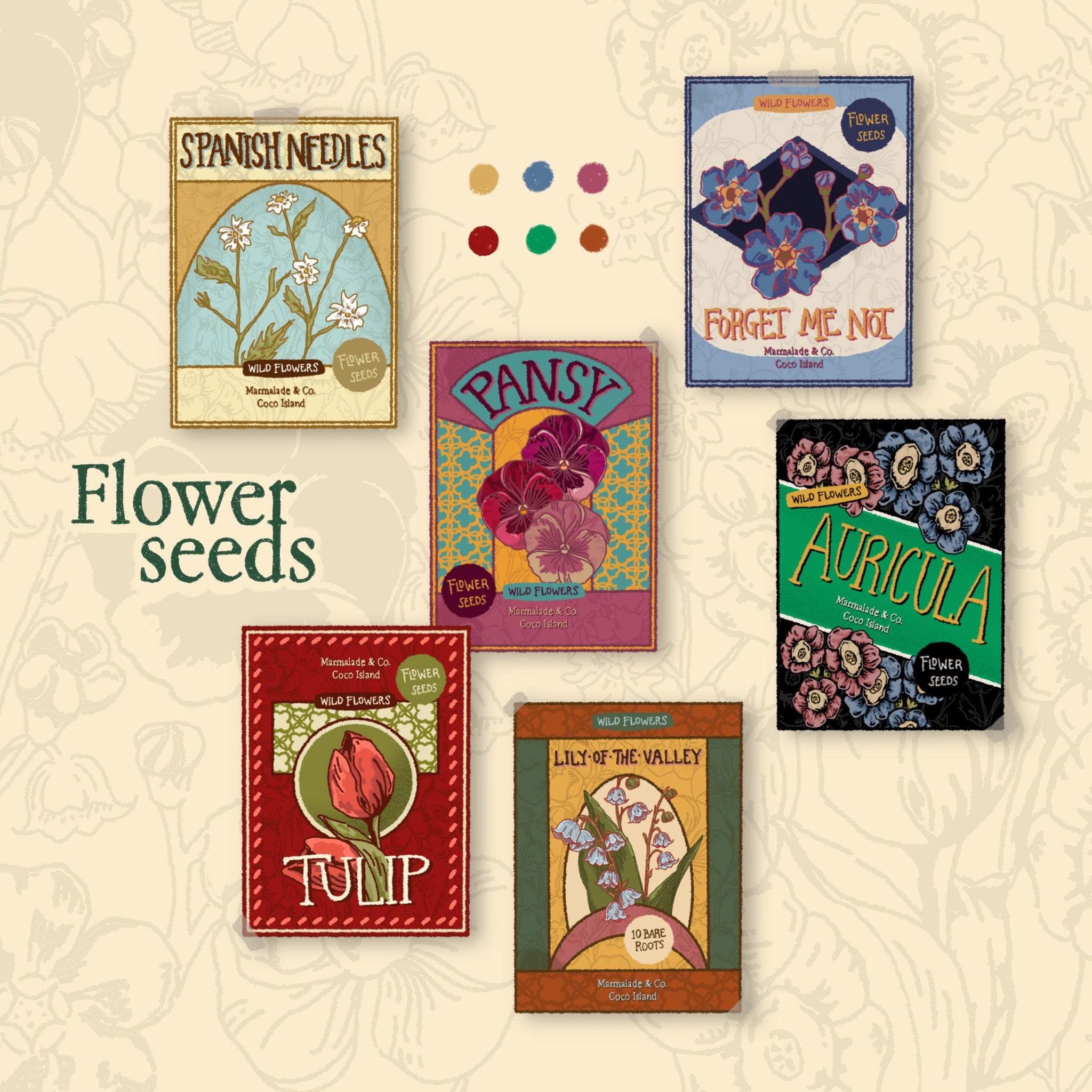 Petite Marmalade Sticker Pack - Flower Seeds