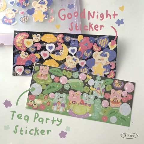 Bimyuu sticker Pack 03 ( sticker Tea Party - Good Night )