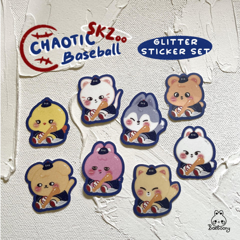 SKZoo Chaotic Baseball Glitter Die Cut Sticker Set