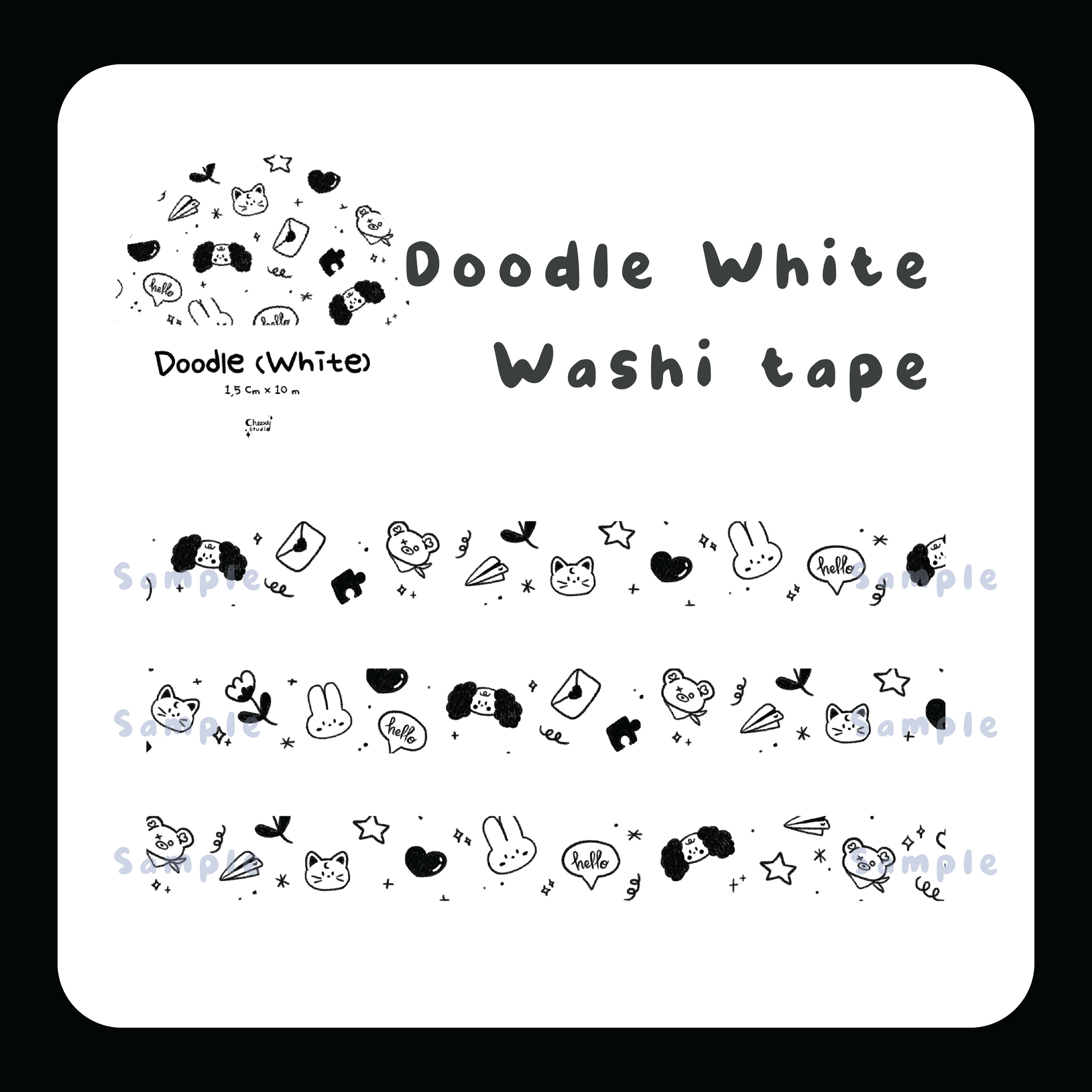 White Doodle washi tape
