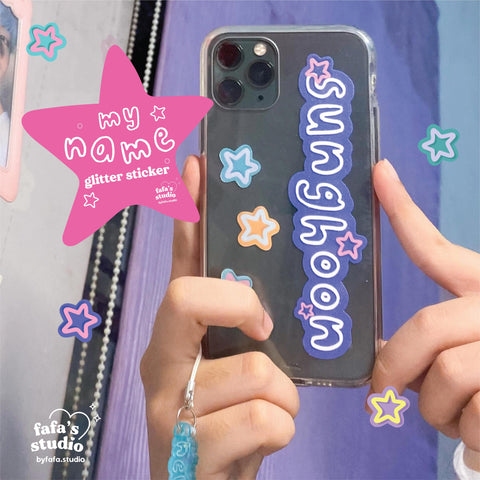 my name : big glitter sticker