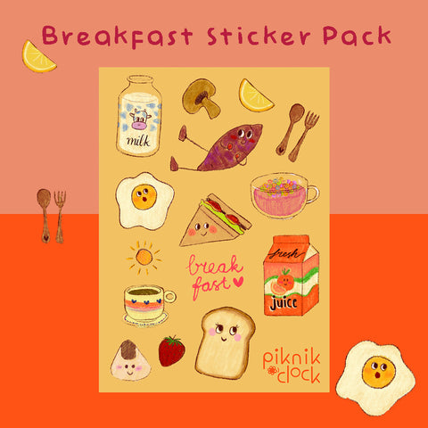 Cute Breakfast Vinyl Sticker Sheet