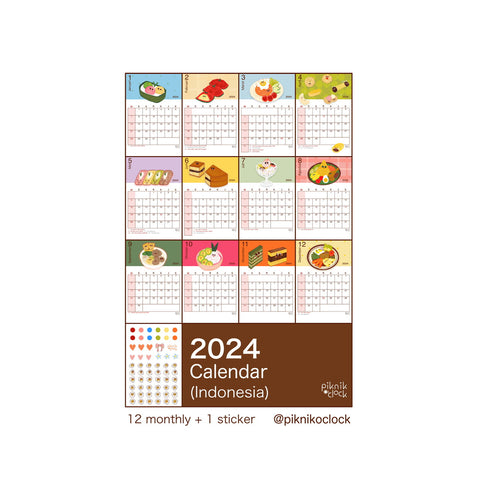 2024 calendar with Deco sticker (Indonesia version) by Piknikoclock