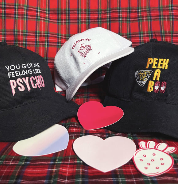 Red Velvet Baseball Cap Bordir