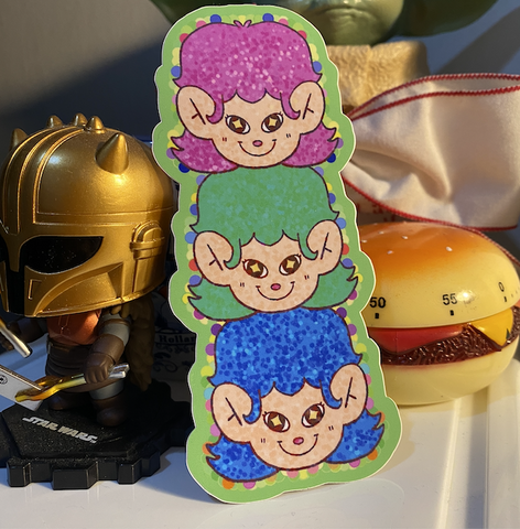 triplets big die cut sticker