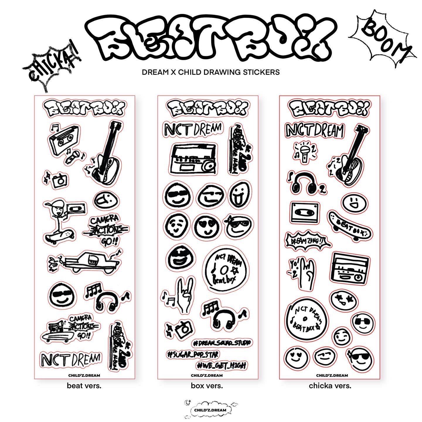 NCT DREAM BEATBOX DRAWING KISSCUT STICKER SHEET