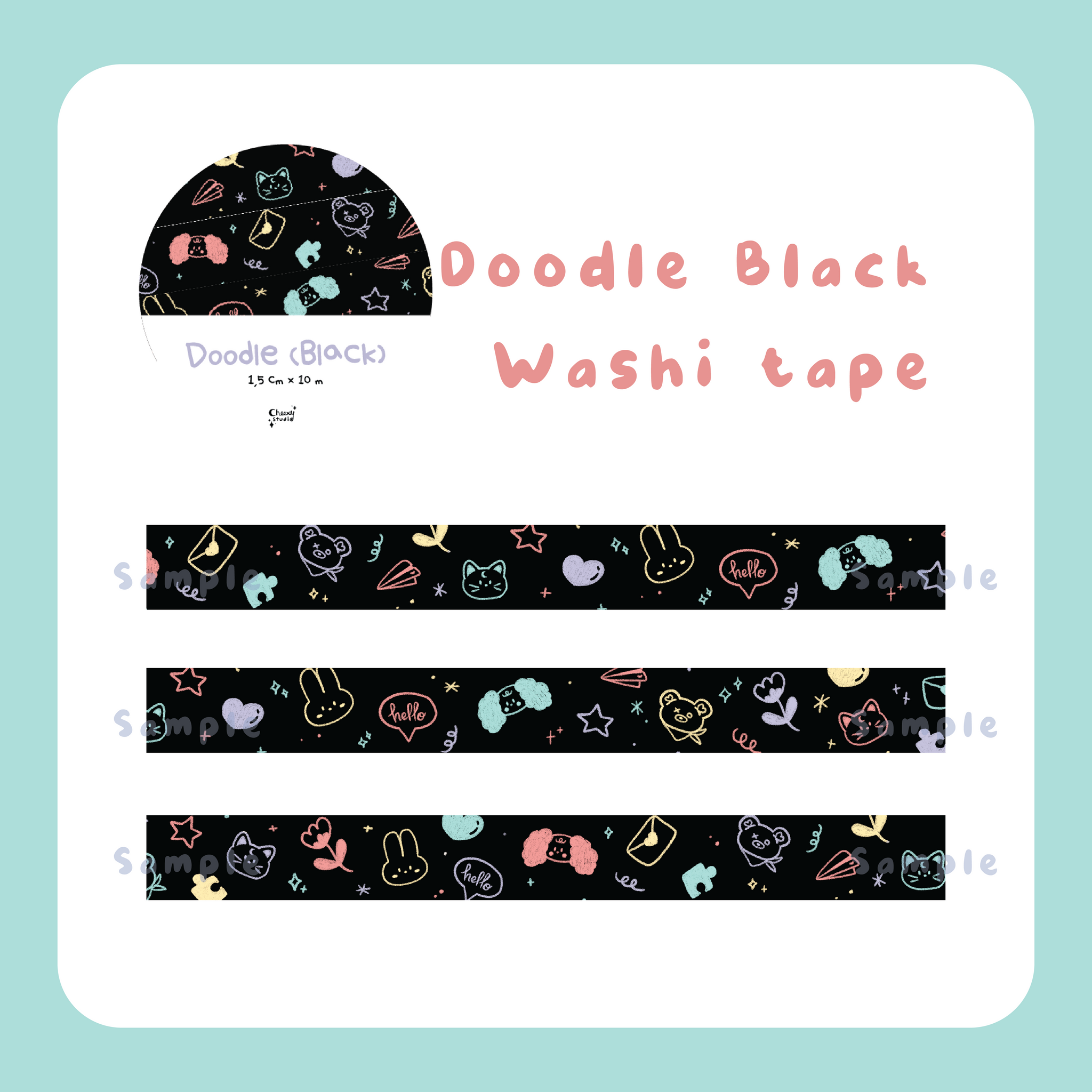 Black doodle washi tape