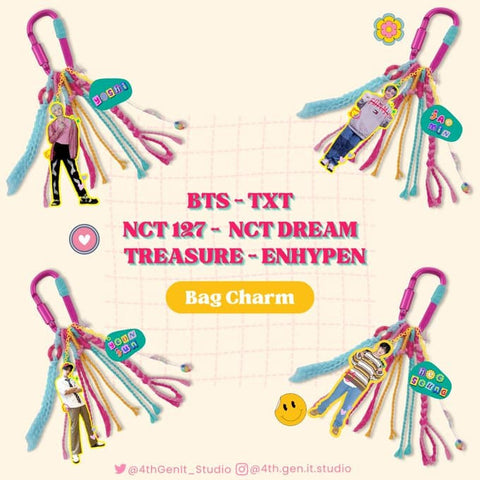 Carabiner Macrame Bag Charm BTS, TXT, Enhypen, NCT Dream, NCT 127, Treasure &amp; Boy Next Door