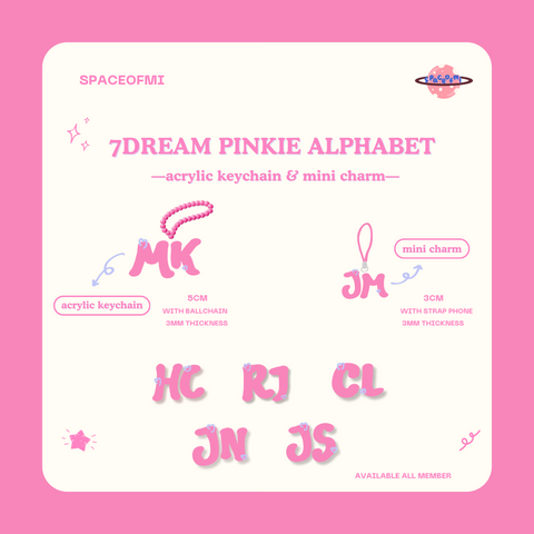 7DREAM Pinkie Alphabet Keychain &amp; Mini Charm