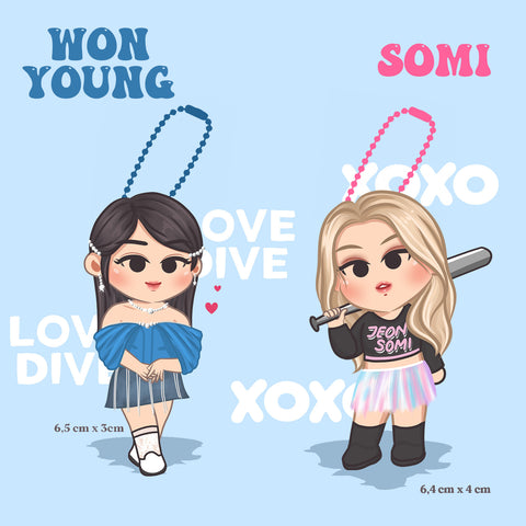 WONYOUNG IVE AND SOMI CHIBI KEYCHAIN
