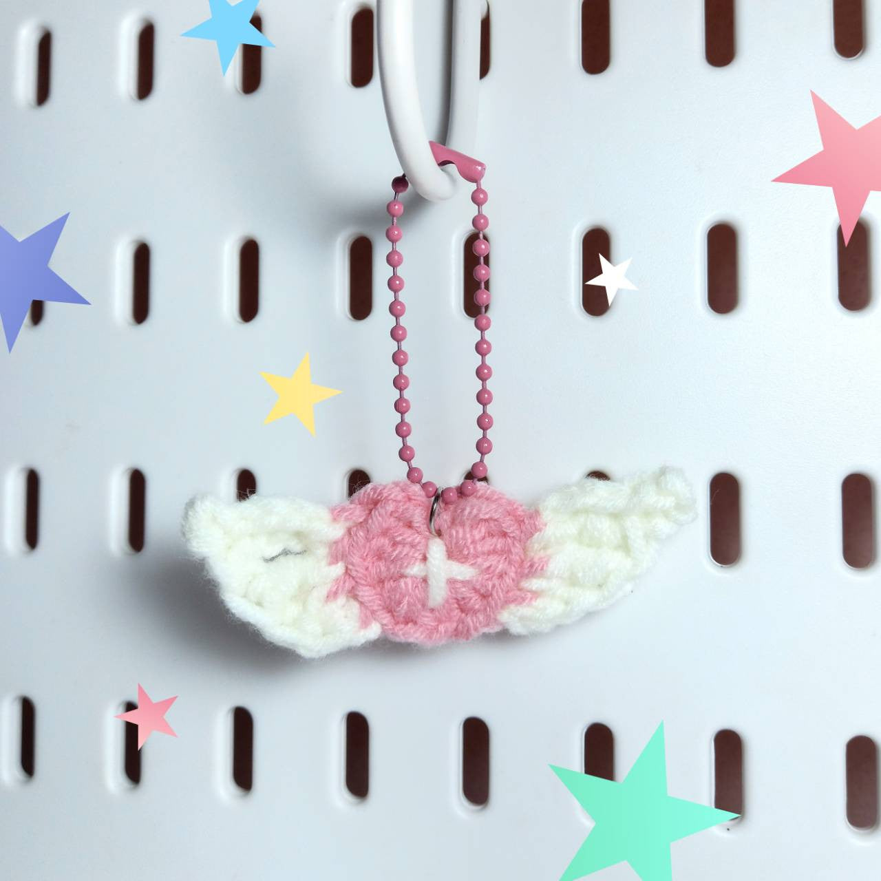 Heart Wings Crochet Charm