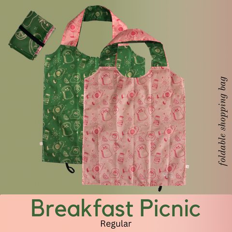 Breakfast Picnic Foldable Shopping Bag - Regular Size