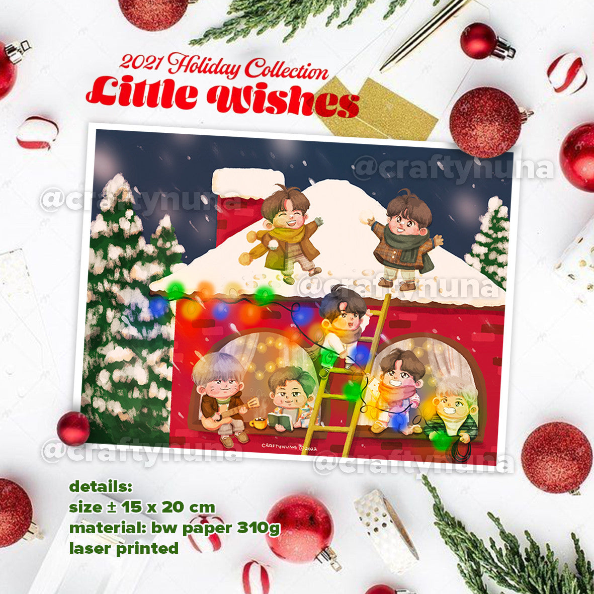 BTS LITTLE WISHES CHRISTMAS FANART PRINT