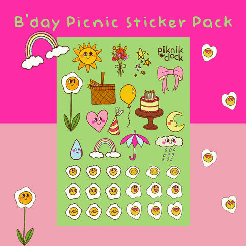 Cute B’day Picnic Vinyl Sticker Sheet