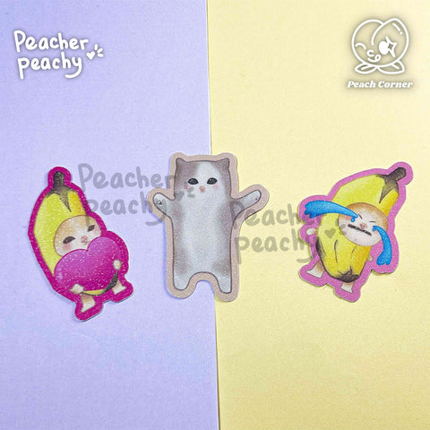 Banana Cat &amp; Happy Happy Happy Cat Stickers | Peacherpeachy